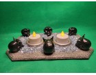 Alien devil skulls double candle or incense holder