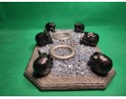 Alien devil skulls double candle or incense holder