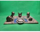 Alien and Devil Skulls single candle or incense holder