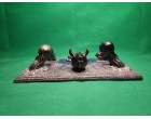 Alien and Devil Skulls single candle or incense holder