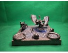 Alien Devil dragon with 2 heads and Skulls candle holder