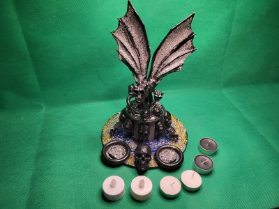 Devil Skull Headed Dragon With Wings On Skull Tower