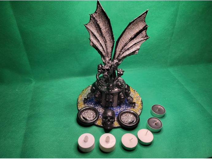 Devil Skull Headed Dragon With Wings On Skull Tower