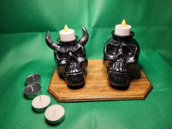 The Devil Twins Skull Heads Candle Holders