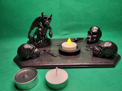 Skulls And A Dragon Candle Holder