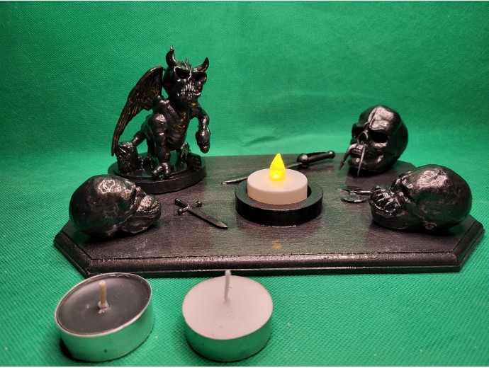 Skulls And A Dragon Candle Holder