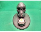 Big Black Alien Skull Candle Holder Display