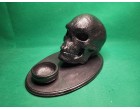 Big Black Alien Skull Candle Holder Display