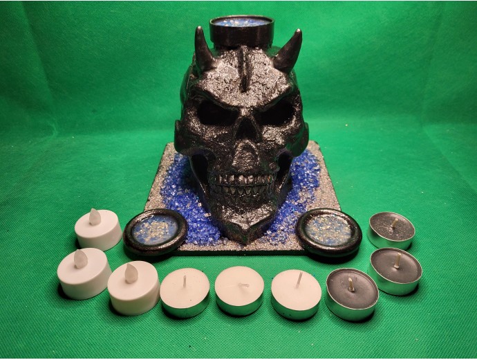 Big Alien Devil Skull Candle Holder Display