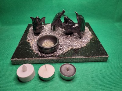 Dragons Rising from Meta Dust Candle Holder