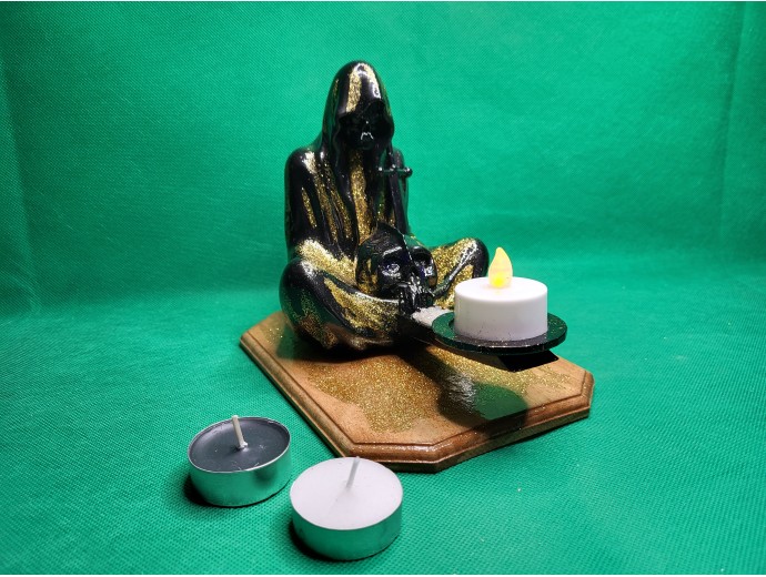 Black and Golden Grim Reaper Candle Holder