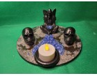 Grim Reaper with Twin Skulls Single Candle Holder