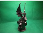 Mat Black Devil Skull Headed Dragon On Skull Tower With Fluorescent Eyes