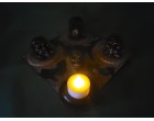 4 Alien Skulls 3 with Gas Masks Single Candle Holder