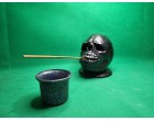 Black Alien Skull Head Insence Stick Hoilder with Cup