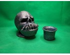 Metal Sparkle Alien Skull Head Insence Stick Hoilder with Cup