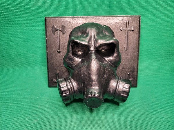 Skull Gas Mask With Swords Wall Mount