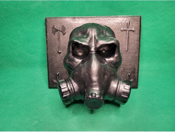 Skull Gas Mask With Swords Wall Mount