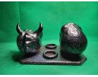 Twin Devil Skulls With Candle Holder