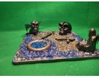Skull dragon with mini reaper and alien skull Single Candle Holder