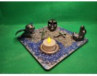 Skull dragon with mini reaper and alien skull Single Candle Holder