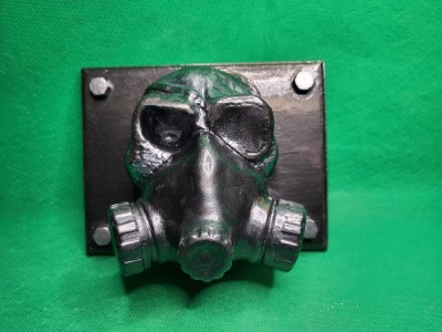 Wall Mount Black Skull With Gas Mask