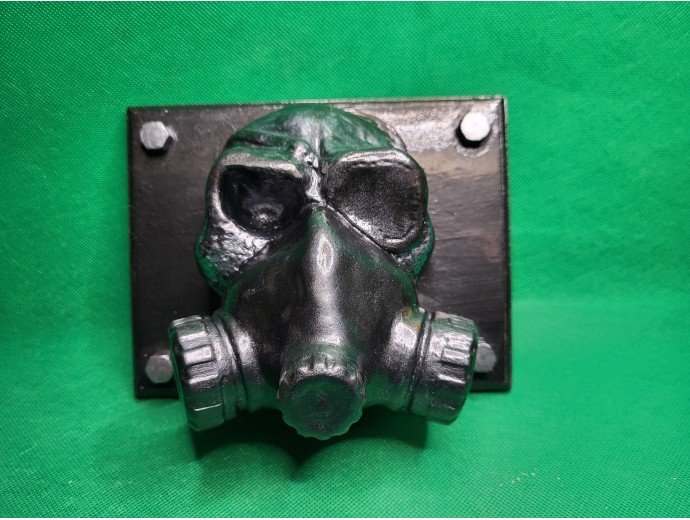 Wall Mount Black Skull With Gas Mask